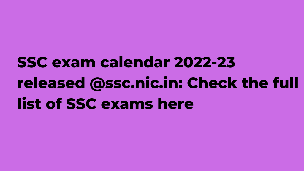 SSC exam calendar